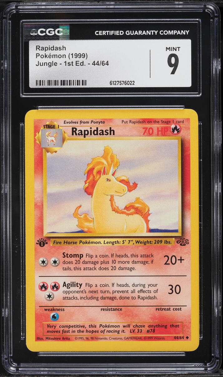 1999 Pokemon Jungle 1st Edition Rapidash #44 CGC 9 MINT