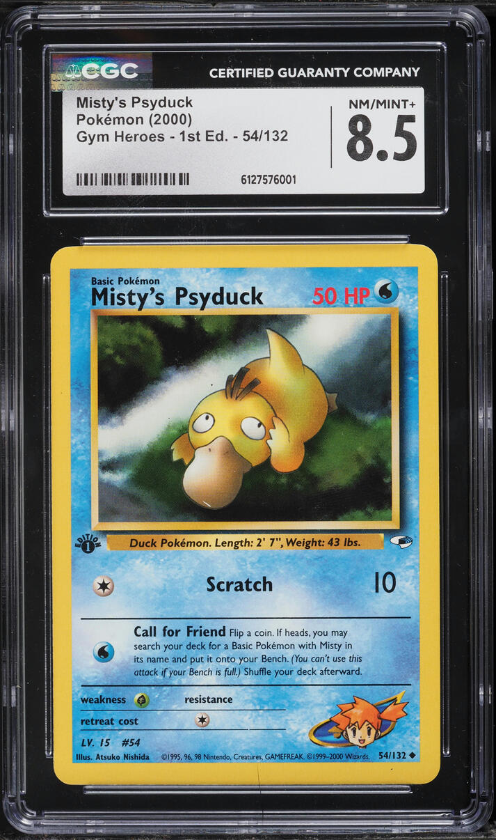 2000 Pokemon Gym Heroes 1st Edition Misty's Psyduck #54 CGC 8.5 NM-MT+