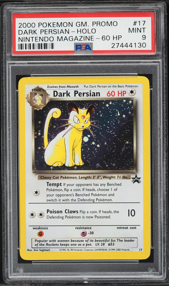 2000 Pokemon Promo Nintendo Magazine 60 HP Holo Dark Persian #17 PSA 9 MINT