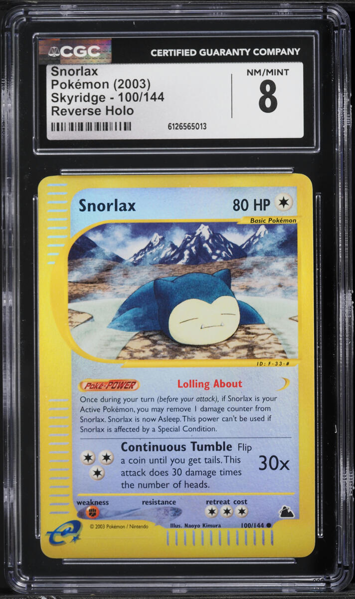 2003 Pokemon Skyridge Reverse Holo Snorlax #100 CGC 8 NM-MT