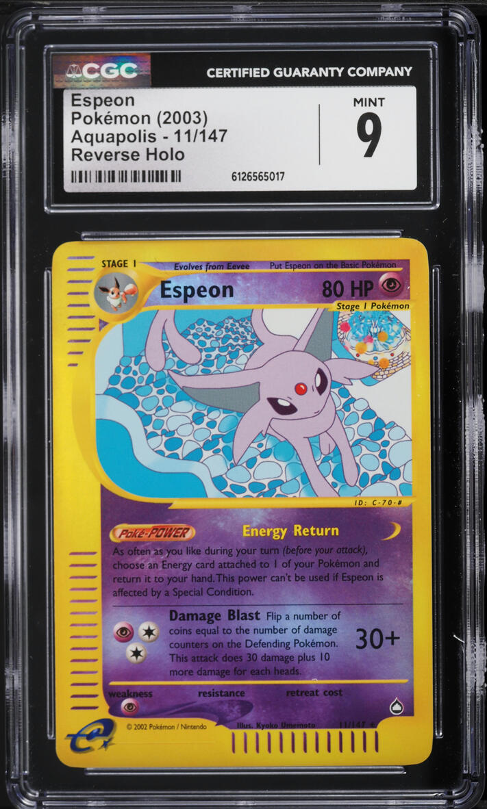 2003 Pokemon Aquapolis Reverse Holo Espeon #11 CGC 9 MINT