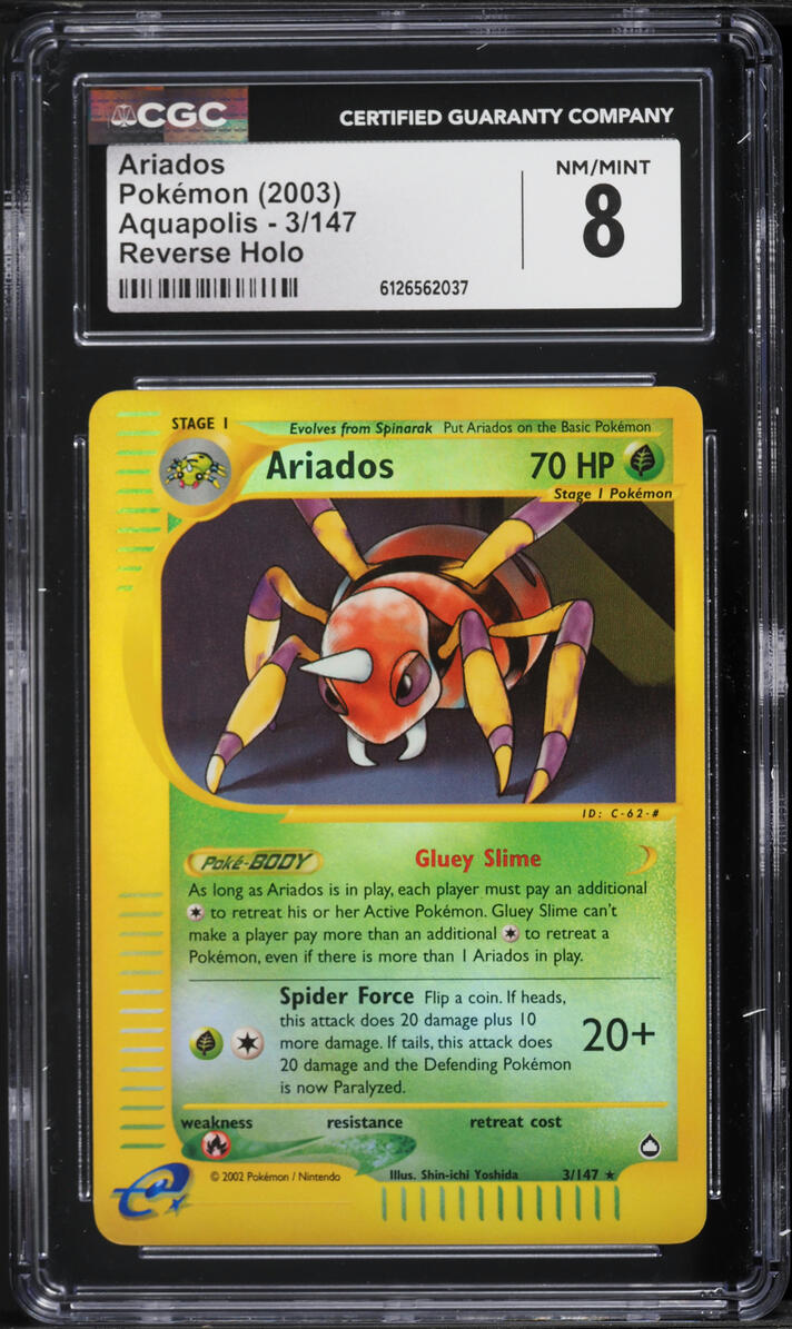 2003 Pokemon Aquapolis Reverse Holo Ariados #3 CGC 8 NM-MT