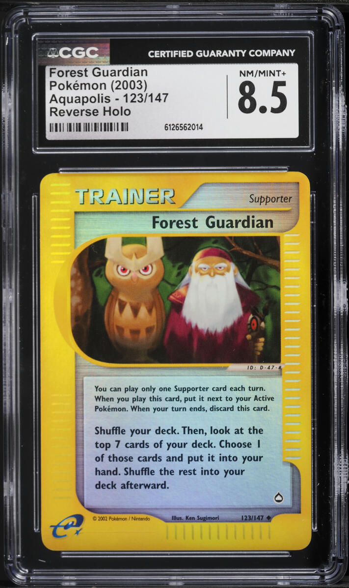 2003 Pokemon Aquapolis Reverse Holo Forest Guardian #123 CGC 8.5 NM-MT+