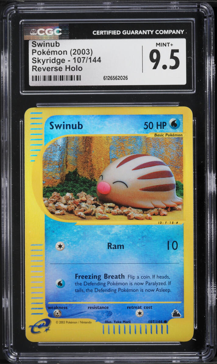 2003 Pokemon Skyridge Reverse Holo Swinub #107 CGC 9.5 MINT+