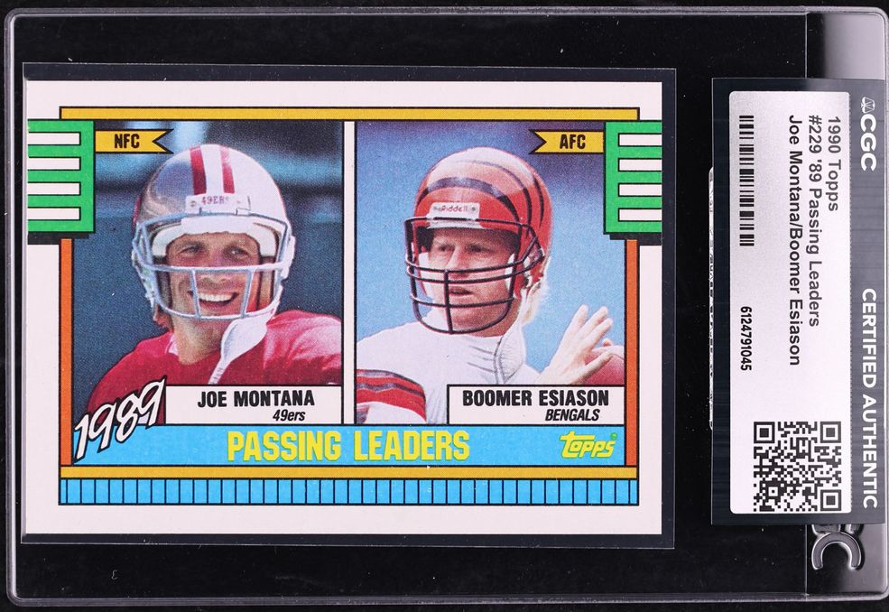 1990 Topps 89' Passing Leaders Joe Montana & Boomer Esiason #229 CGC AUTH