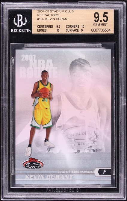 2007 Topps Chrome Refractor Kevin Durant ROOKIE /1499 #131 BGS 9.5