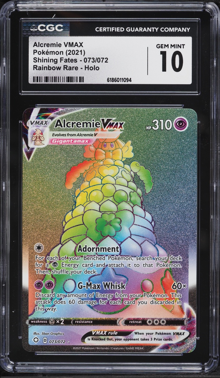 2021 #73 Alcremie Vmax CGC 10 Pokemon Sword & Shield Shining Fates Rainbow Rare