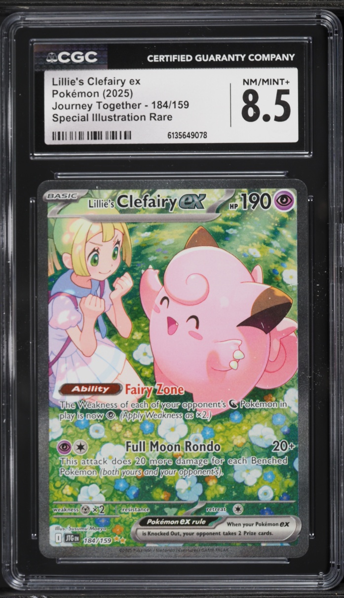 2025 Pokemon Scarlet & Violet Journey Together SIR Lillie's Clefairy EX #184 CGC 8.5 NM-MT+
