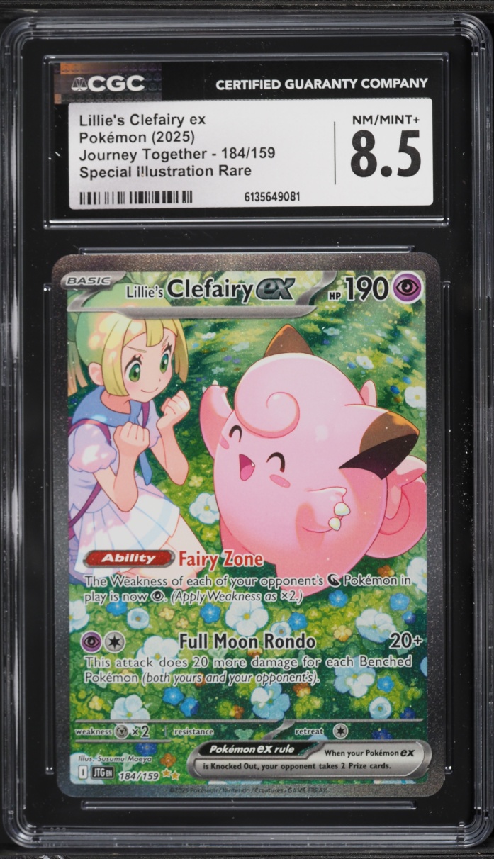 2025 Pokemon Scarlet & Violet Journey Together SIR Lillie's Clefairy EX #184 CGC 8.5 NM-MT+