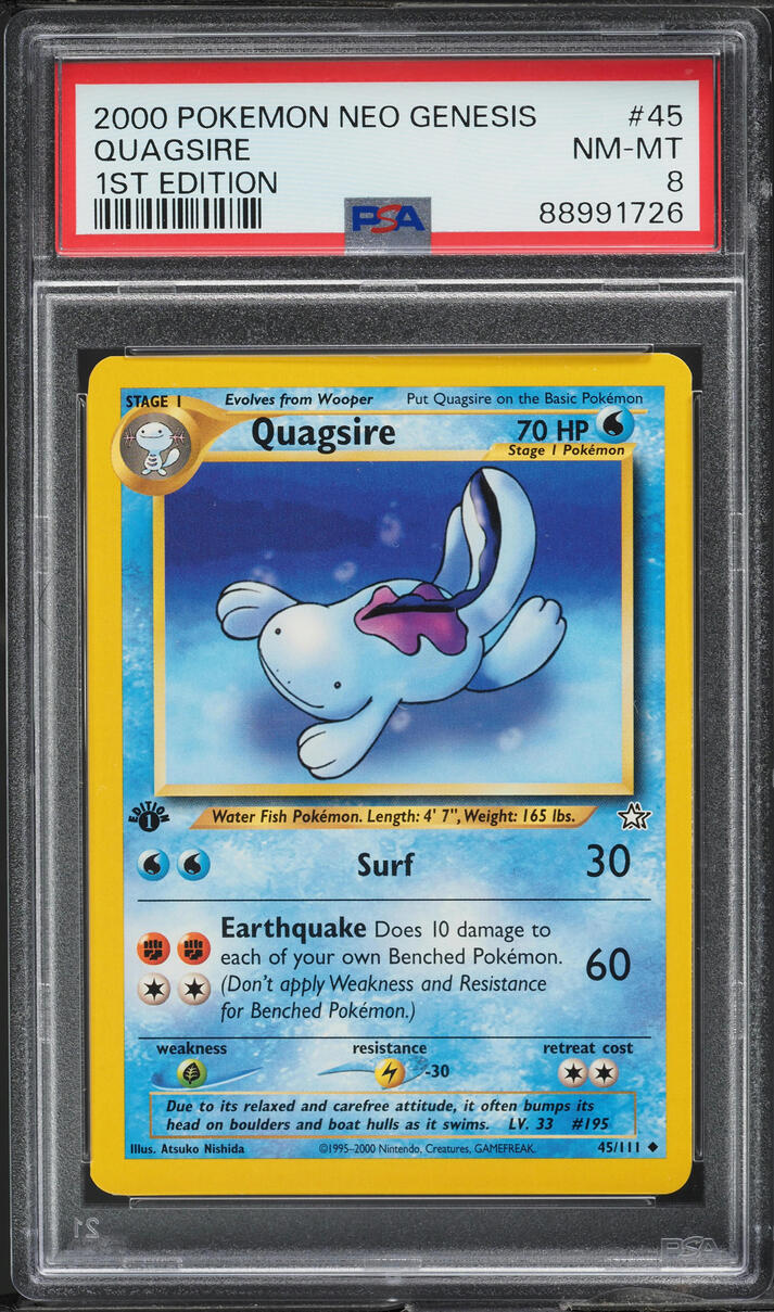 2000 Pokemon Neo Genesis 1st Edition Quagsire #45 PSA 8 NM-MT