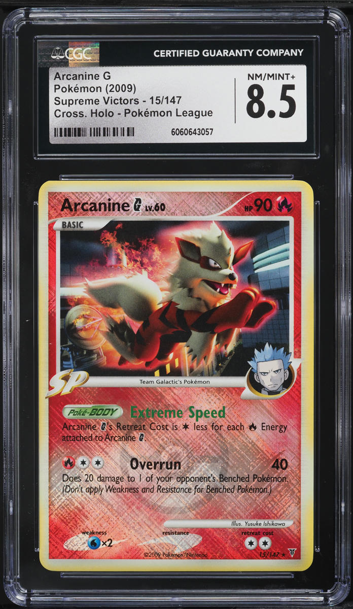 2009 Pokemon Platinum Supreme Victors Crosshatch Holo PM League Arcanine G #15 CGC 8.5 NM-MT+