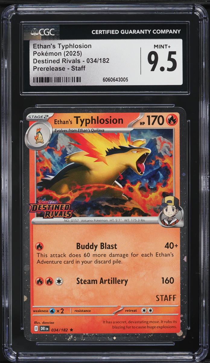 2025 Pokemon SV Destined Rivals Prerelease Staff Ethan's Typhlosion #34 CGC 9.5 MINT+