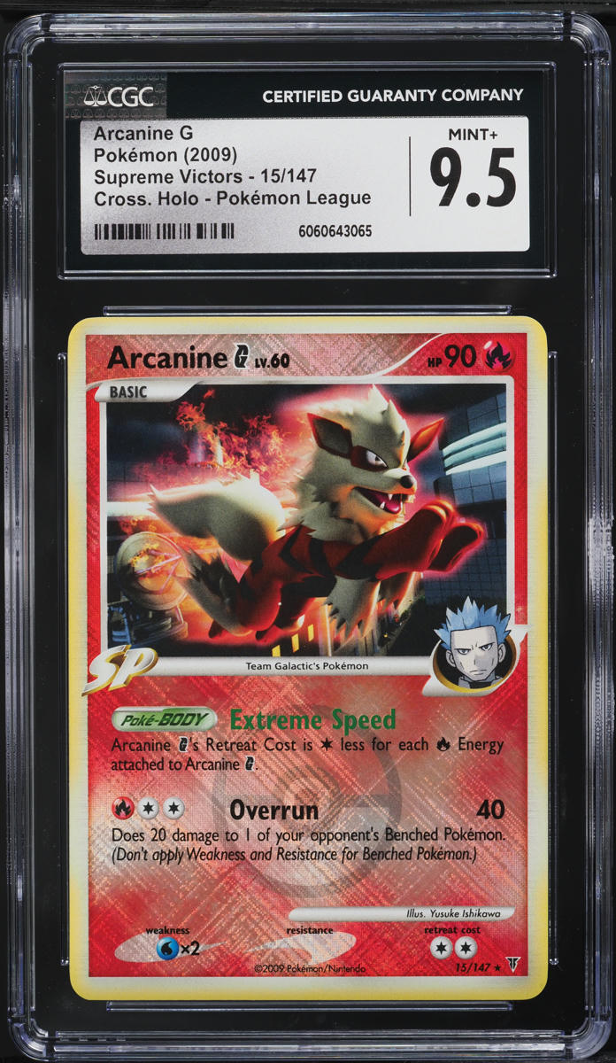 2009 Pokemon Platinum Supreme Victors Crosshatch Holo PM League Arcanine G #15 CGC 9.5 MINT+