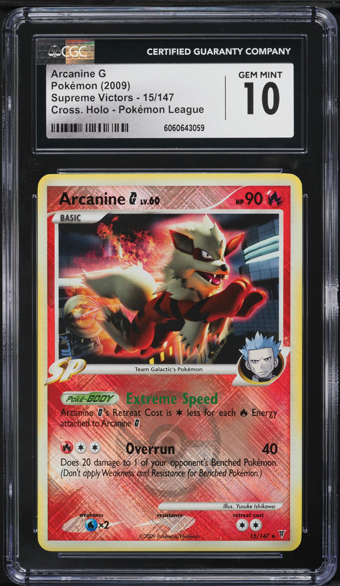 2009 Pokemon Platinum Supreme Victors Crosshatch Holo PM League Arcanine G #15 CGC 10 GEM MINT