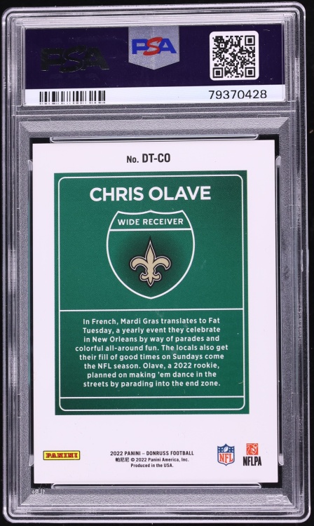 2022 Donruss Downtown Chris Olave ROOKIE #DT-CO PSA 9 MINT