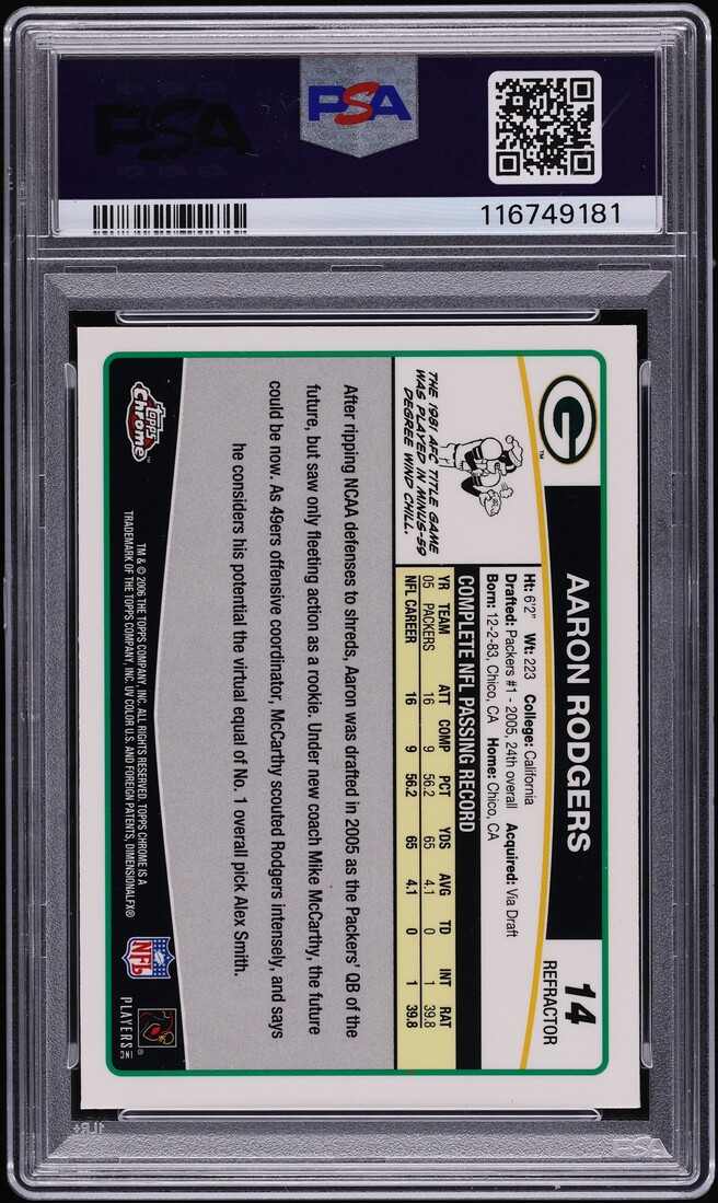 2006 Topps Chrome Refractor Aaron Rodgers #14 PSA 10 GEM MINT