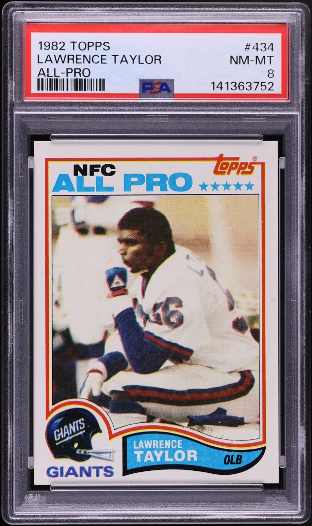 1982 Topps Football Lawrence Taylor ROOKIE, ALL-PRO #434 PSA 8 NM-MT