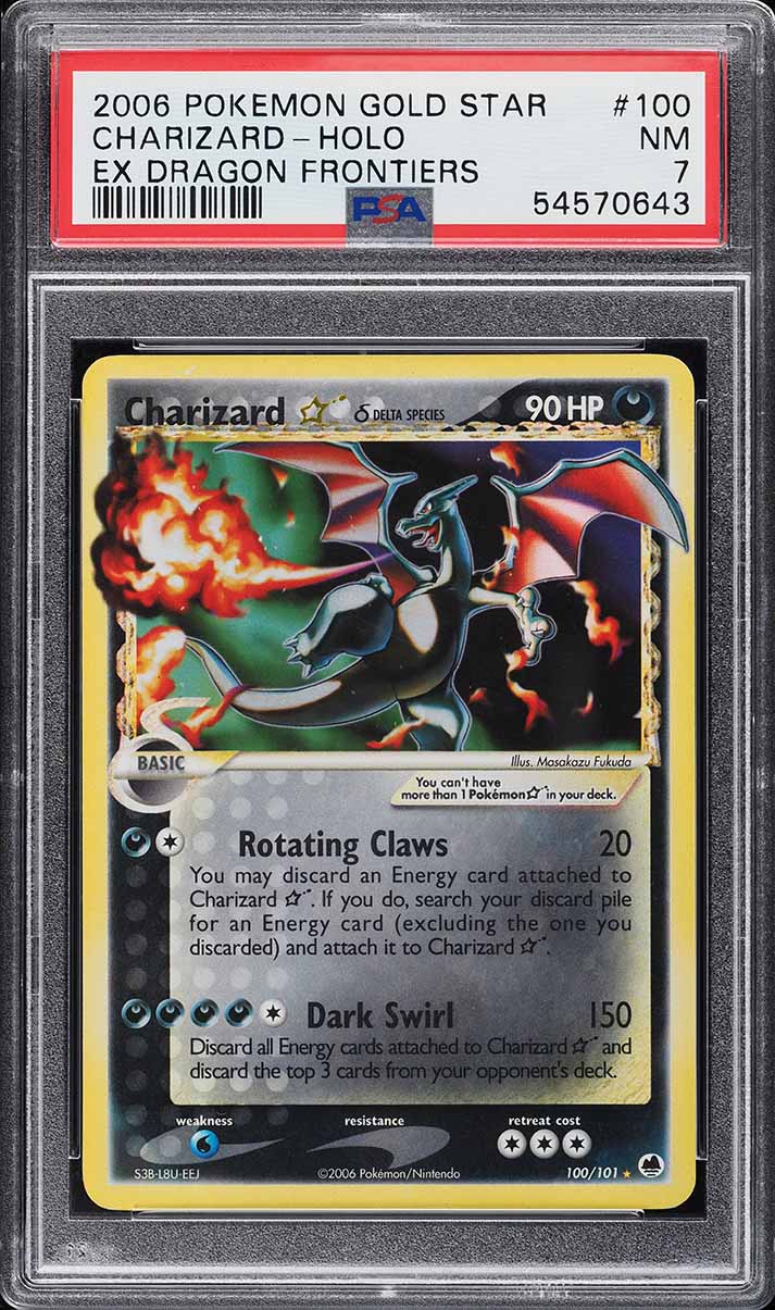 2006 Pokemon EX Dragon Frontiers Holo Charizard Gold Star #100 PSA 7 NRMT