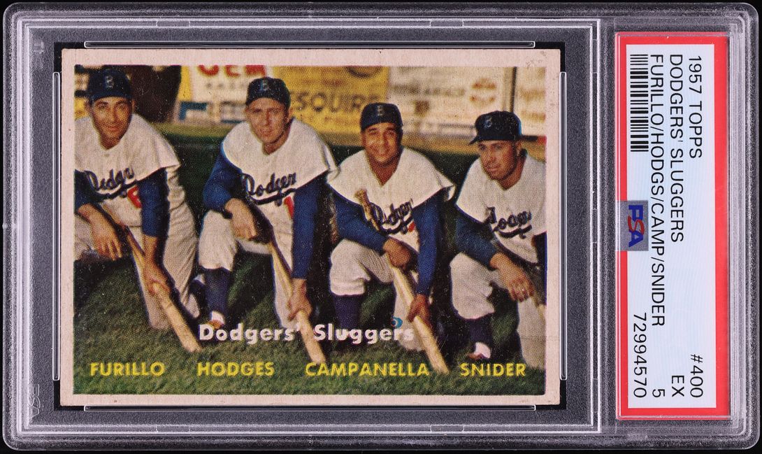 1957 Topps Duke Snider Roy Campanella Hodges Furillo SLUGGERS #400 PSA 5 EX