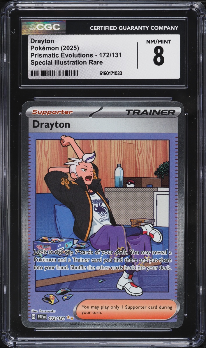 2025 Pokemon Scarlet & Violet Prismatic Evolutions SIR Drayton #172 CGC 8 NM-MT