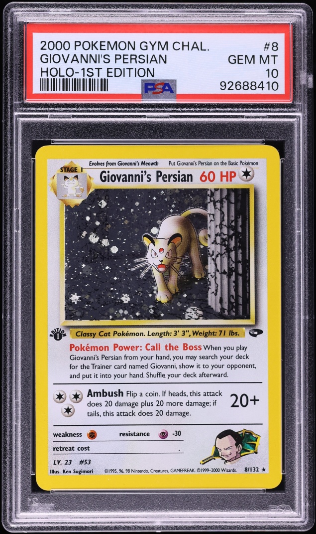 2000 Pokemon Gym Challenge 1st Edition Holo Giovanni's Persian #8 PSA 10 GEM MINT