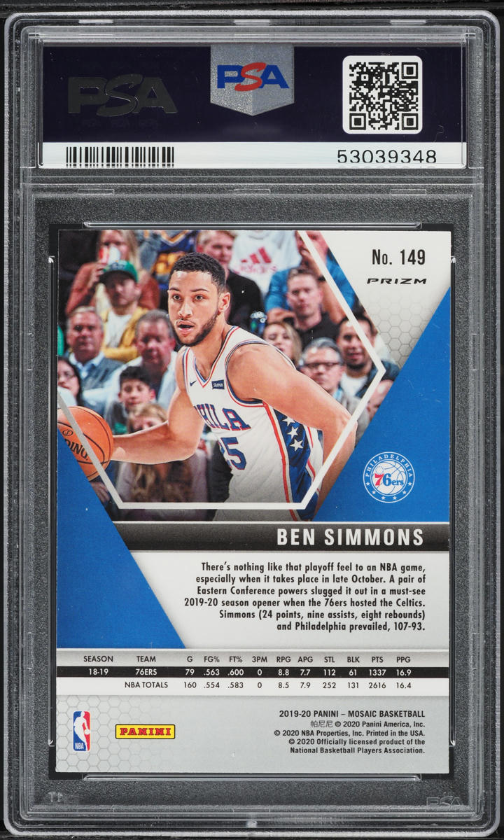 2019 Panini Mosaic Gold Wave Ben Simmons #149 PSA 10 GEM MINT