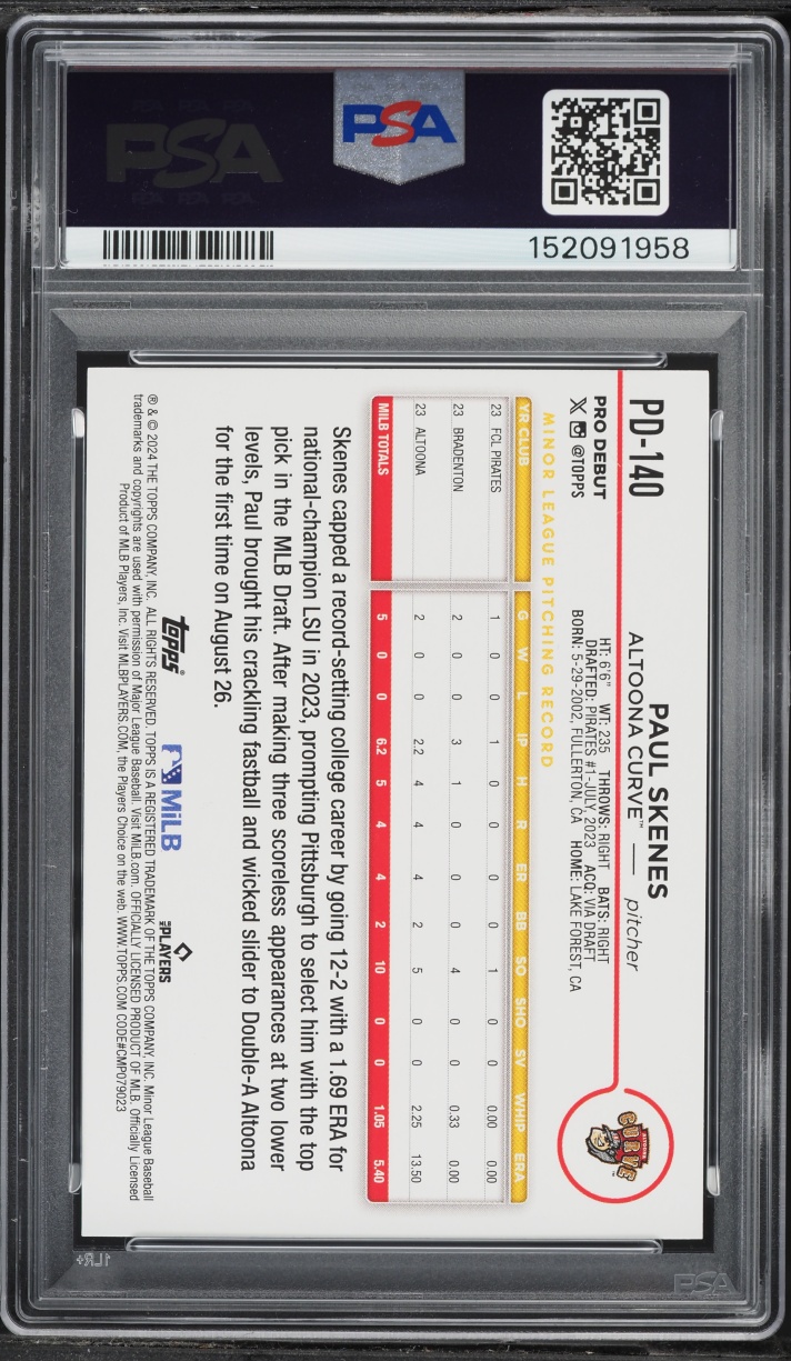 2024 Topps Pro Debut Paul Skenes PROSPECT #PD-140 PSA 10 GEM MINT