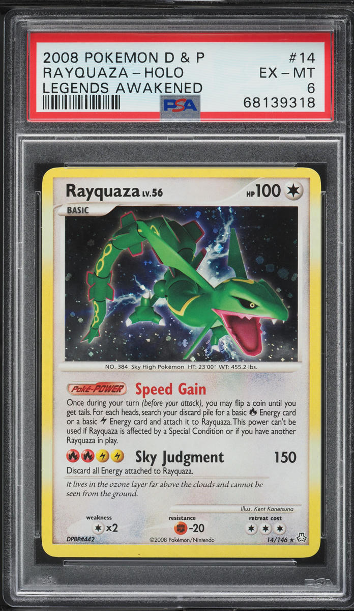 2008 Pokemon Diamond & Pearl Legends Awakened Holo Rayquaza #14 PSA 6 EXMT