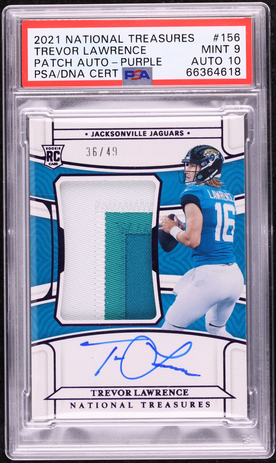 2021 National Treasures Purple Trevor Lawrence RC PATCH AUTO DNA 10 /49 ...