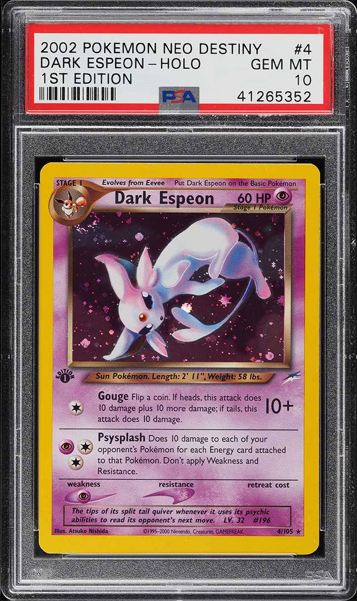 2002 Pokemon Neo Destiny 1st Edition Holo Dark Espeon #4 PSA 10 GEM MINT