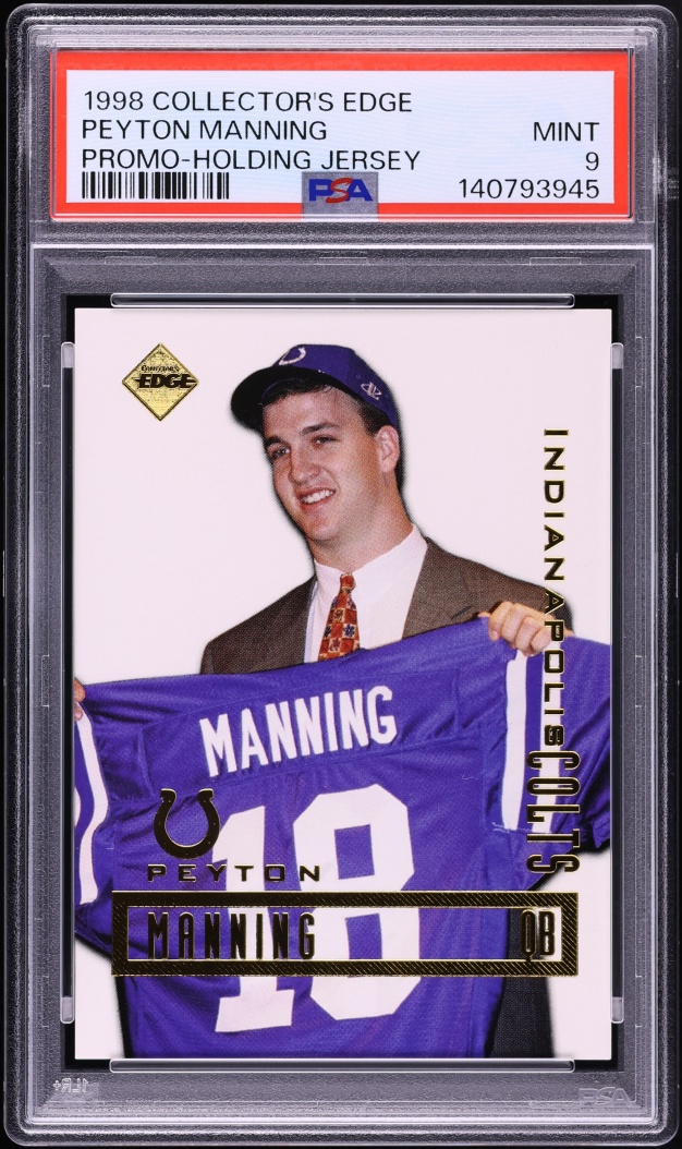 1998 Collector's Edge Promo Holding Jersey Peyton Manning ROOKIE PSA 9 MINT