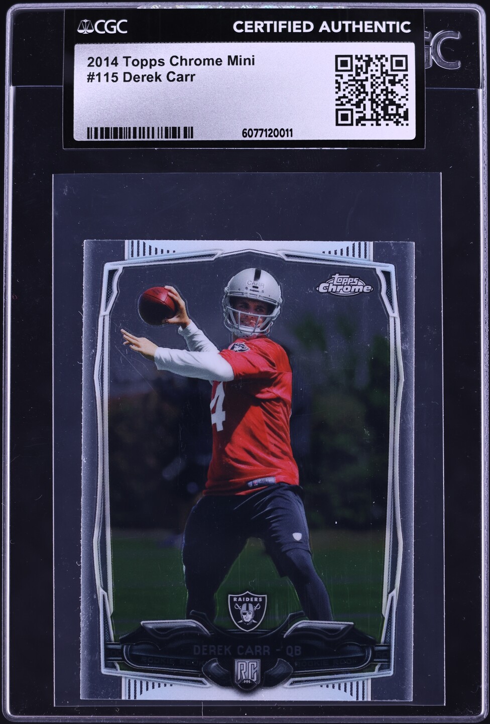 2014 Topps Chrome Mini Derek Carr ROOKIE #115 CGC AUTH on Fanatics Collect