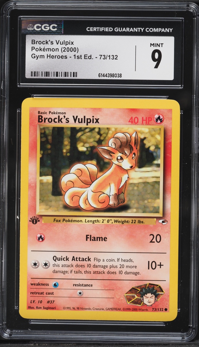 2000 Pokemon Gym Heroes 1st Edition Brock's Vulpix #73 CGC 9 MINT