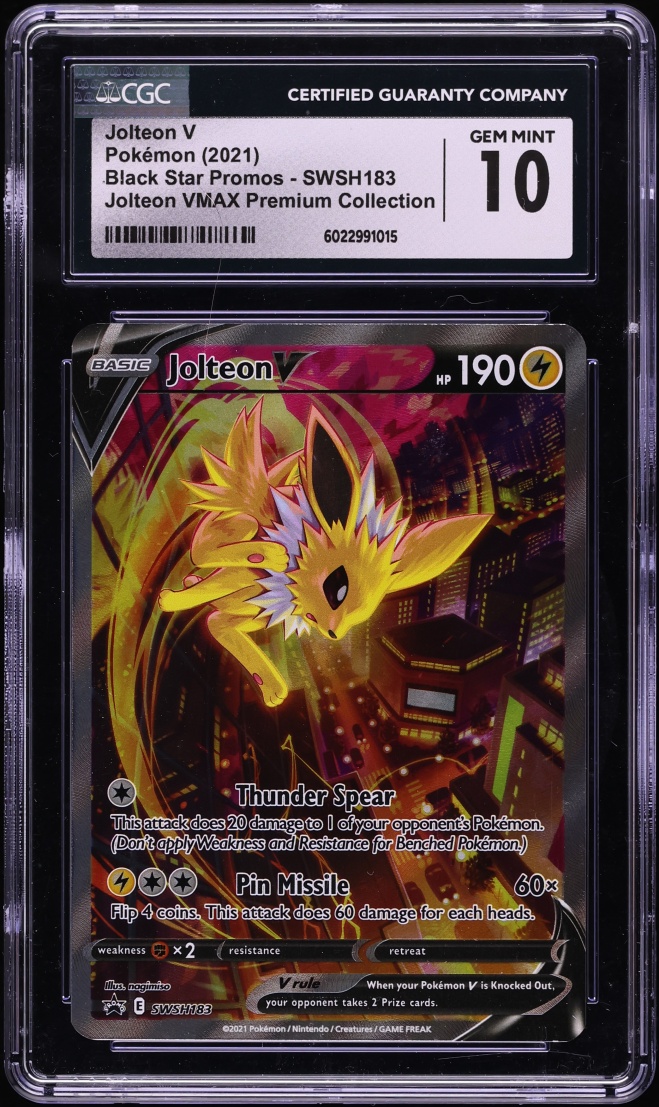 2021 Pokemon Sword & Shield Promo Jolteon VMAX Premium Alt Art Jolteon V #SWSH183 CGC 10