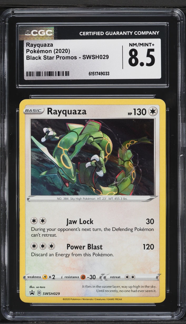 2020 Pokemon Sword & Shield Black Star Promo Rebel Clash Rayquaza #SWSH029 CGC 8.5 NM-MT+