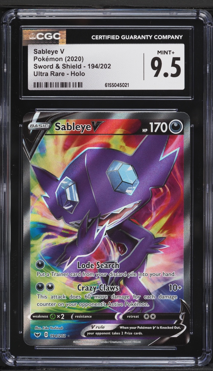 2020 Pokemon Sword & Shield Full Art Sableye V #194 CGC 9.5 MINT+
