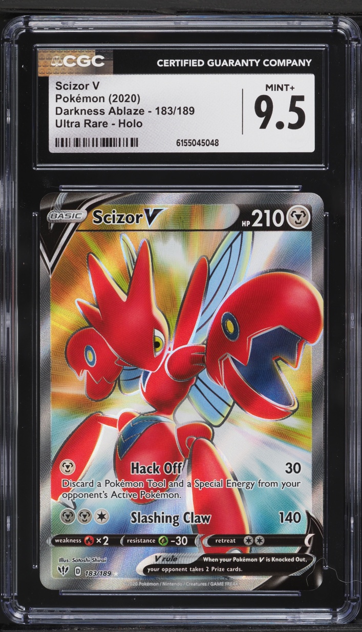 2020 Pokemon Sword & Shield Darkness Ablaze Full Art Scizor V #183 CGC 9.5 MINT+