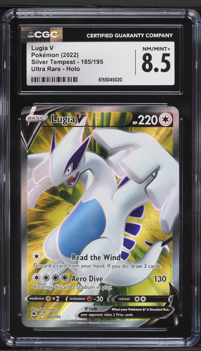 2022 Pokemon Sword & Shield Silver Tempest Full Art Lugia V #185 CGC 8.5 NM-MT+