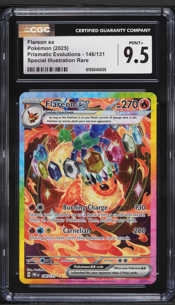 2025 Pokemon Scarlet & Violet Prismatic Evolutions SIR Flareon ex #146 CGC 9.5 MINT+
