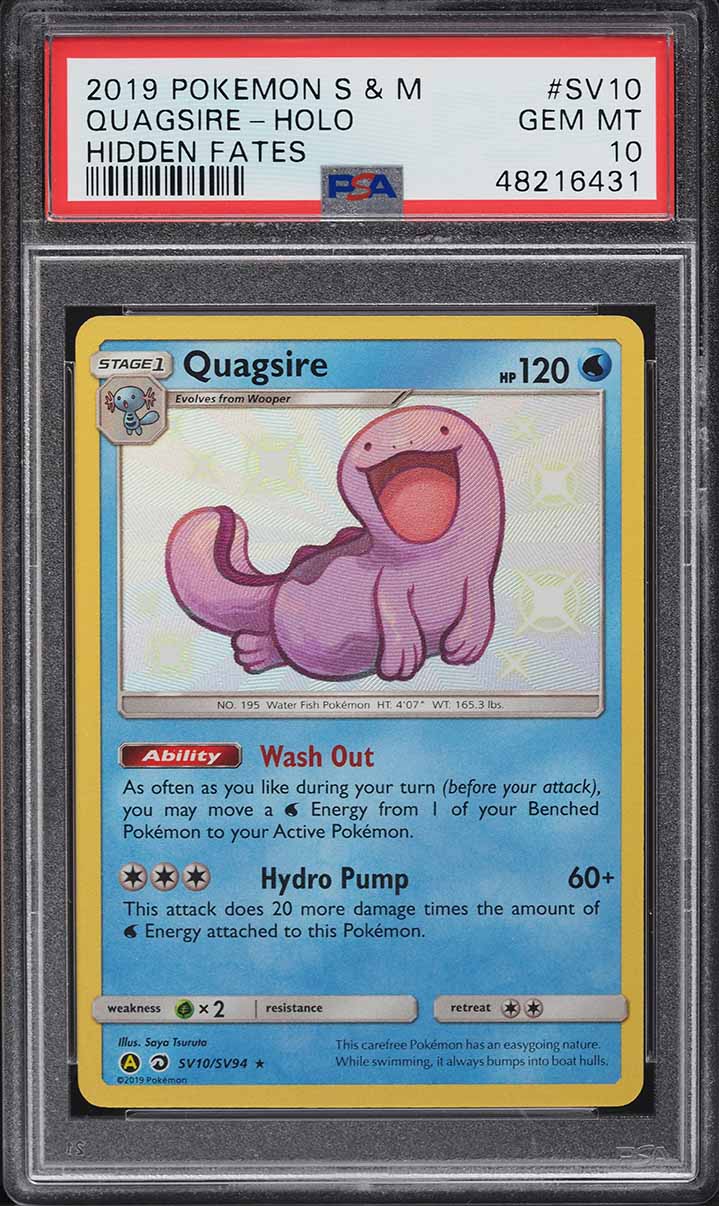 2019 Pokemon Sun & Moon Hidden Fates Shiny Quagsire #SV10 PSA 10 GEM MINT