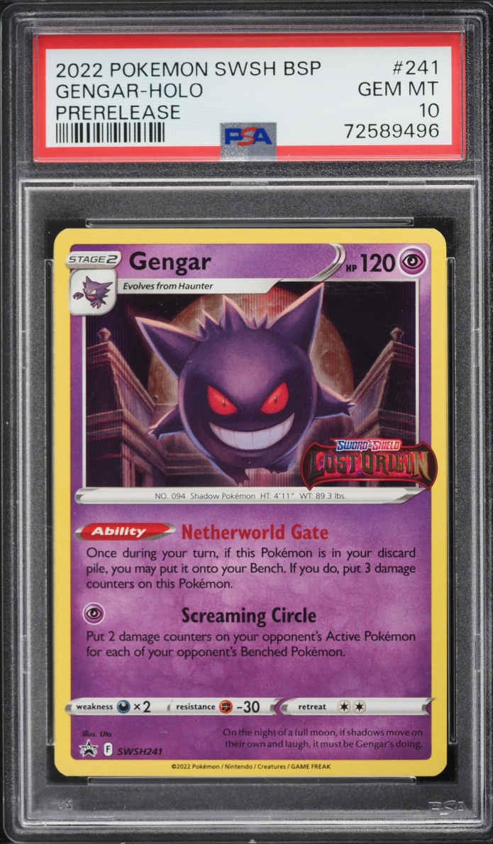 2022 Pokemon Sword & Shield Promo Lost Origin Prerelease Holo Gengar #SWSH241 PSA 10 GEM MINT