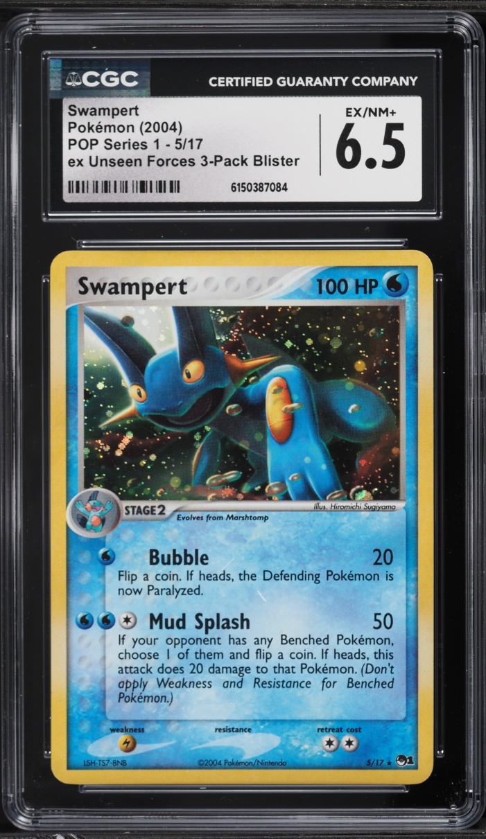 2004 Pokemon POP Series 1 Holo Swampert #5 CGC 6.5 EXMT+