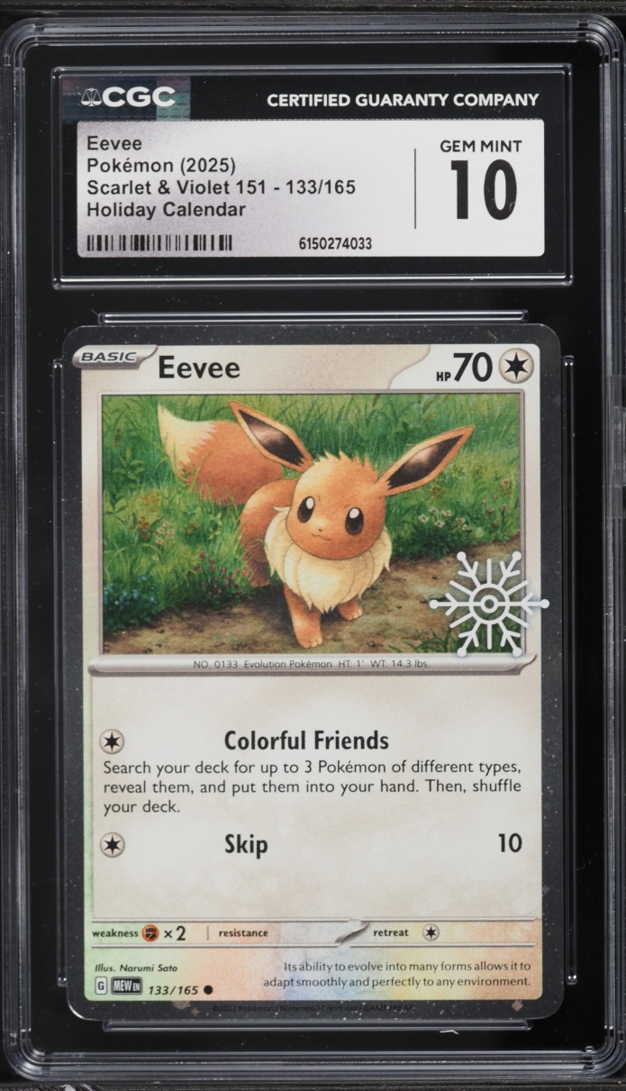 2025 Pokemon Scarlet & Violet 151 Holiday Calendar Eevee #133 CGC 10 GEM MINT