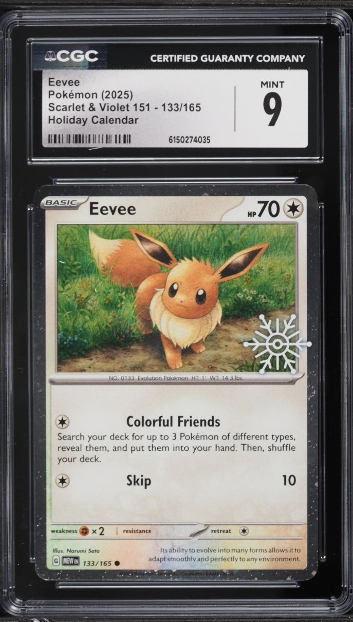 2025 Pokemon Scarlet & Violet 151 Holiday Calendar Eevee #133 CGC 9 MINT