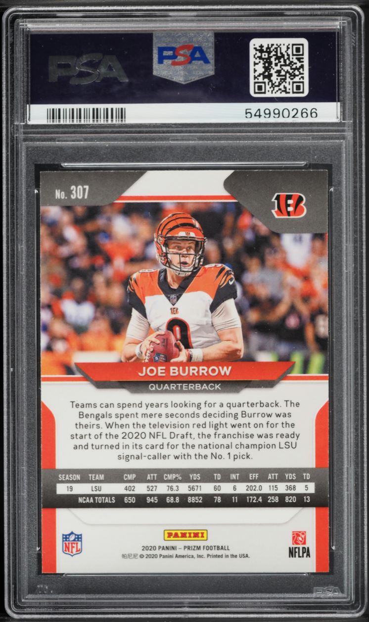 2020 Panini Prizm Joe Burrow ROOKIE #307 PSA 10 GEM MINT