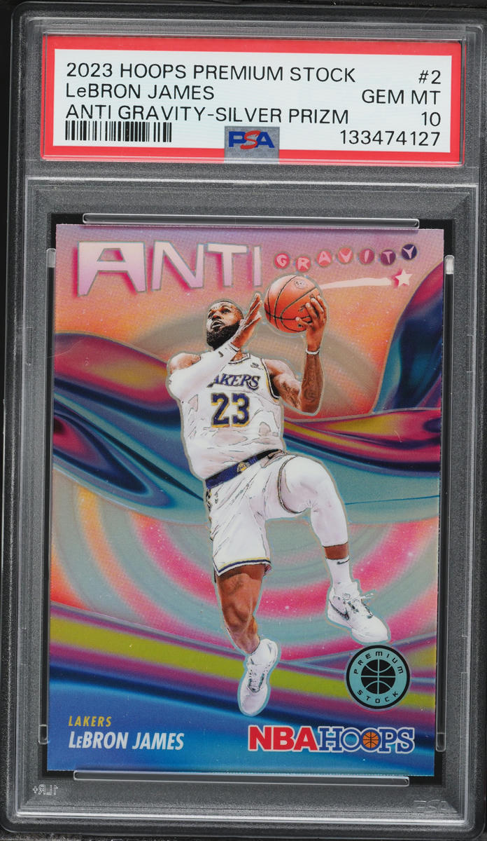 2023 Hoops Premium Stock Anti Gravity Silver Prizm LeBron James #2 PSA 10 GEM MINT