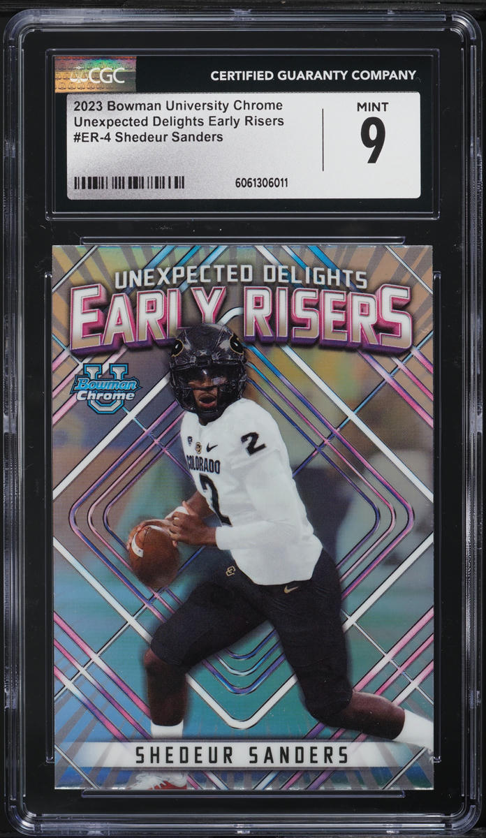 2023 Bowman Chrome U Unexpected Delights Early Risers Shedeur Sanders RC CGC 9