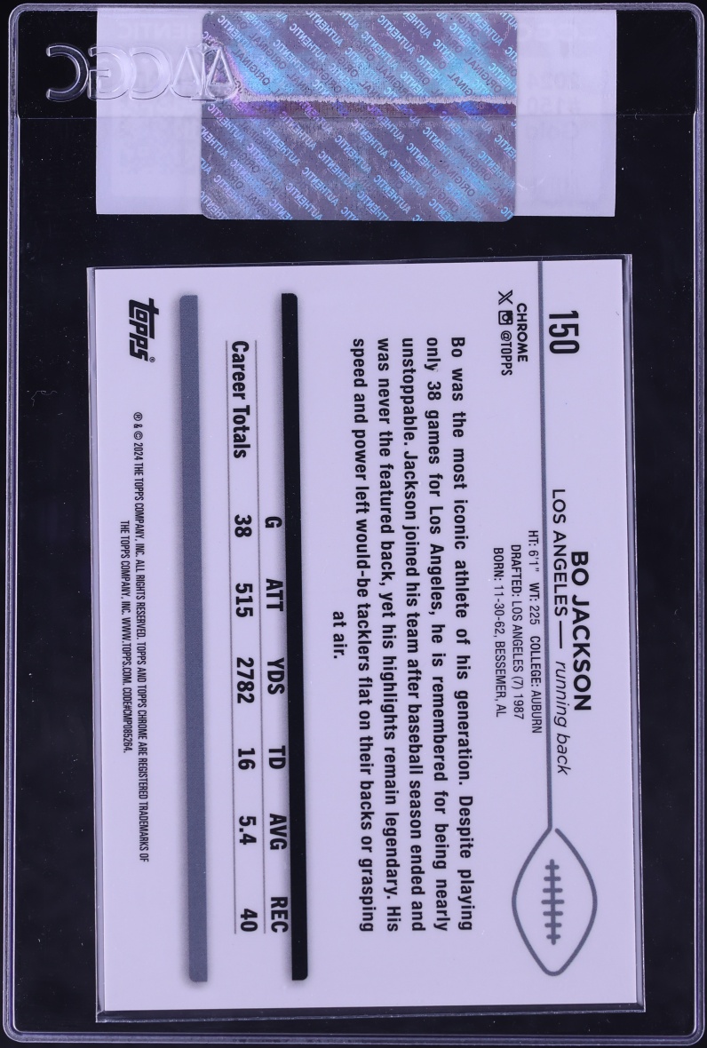 2024 Topps Chrome Gold Refractor Bo Jackson /50 #150 CGC AUTH