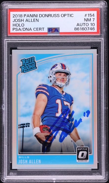 2018 Donruss Optic Holo Josh Allen ROOKIE AUTO DNA 10 #154 PSA 7 NRMT