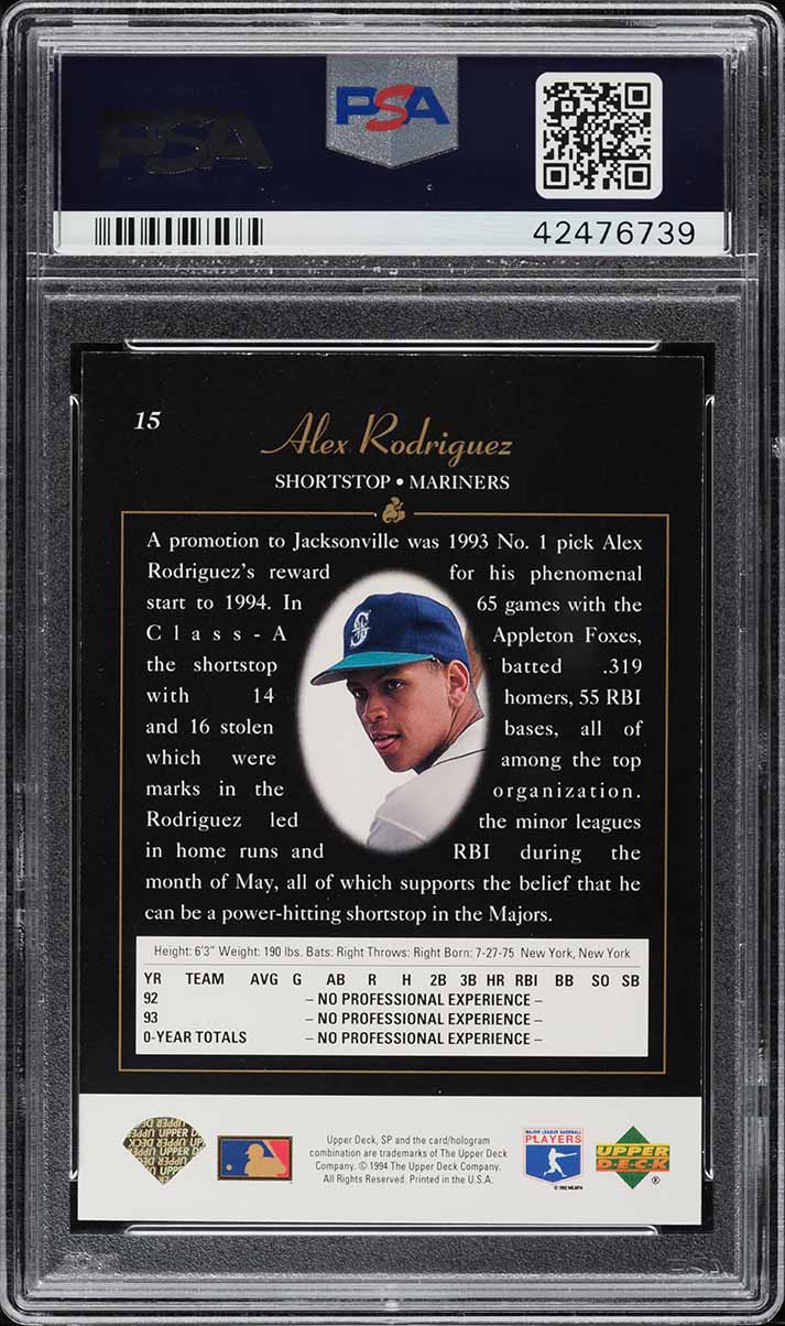 1994 SP Foil Alex Rodriguez ROOKIE #15 PSA 10 GEM MINT